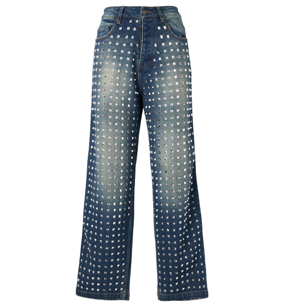 NWT The Kooples Stud-Embellished‎ Denim Jeans Women's Size 38 Distressed - Picture 9 of 12
